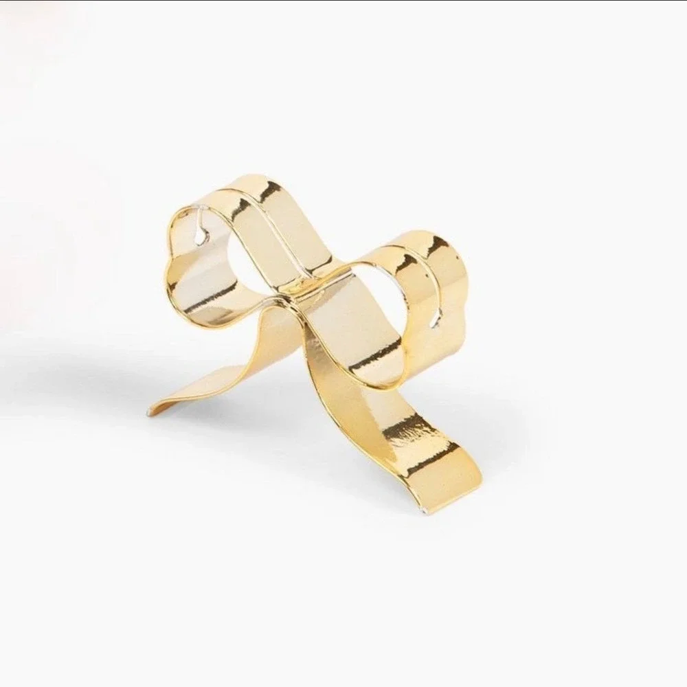 Gold Bow Place Card Holders Set of 8 Elegant Metal Ribbon Table Decor Wedding